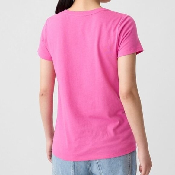 Gap Favorite Tee V-Neck T-Shirt Short Sleeve Top Happy Pink Size Medium NEW - Picture 2 of 6